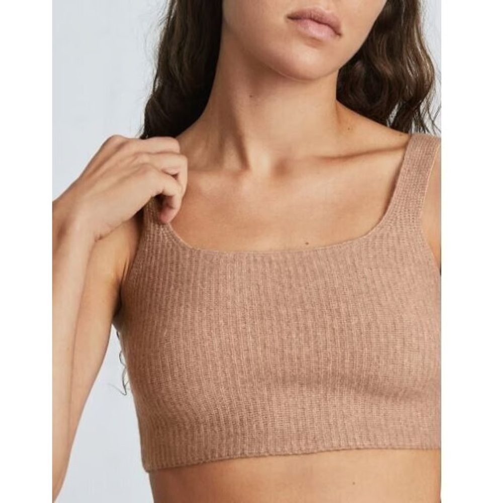 NWT Everlane Camel Yak Wool Blend The Cozy Stretch Knit Cropped Tank Top